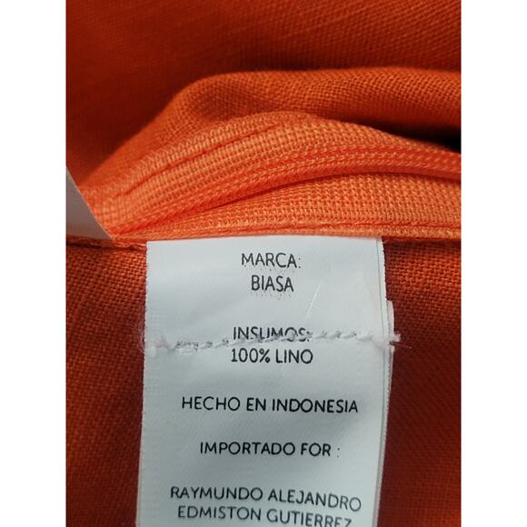 BIASA 100% Linen High Waisted Trouser Shorts Size M Orange Resort Beach Preppy - Picture 5 of 9